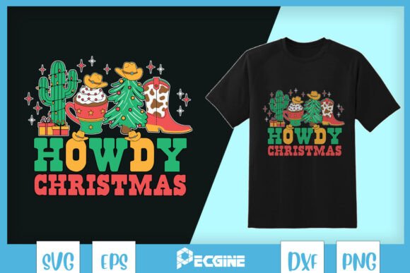 Howdy Christmas Cactus Western SVG