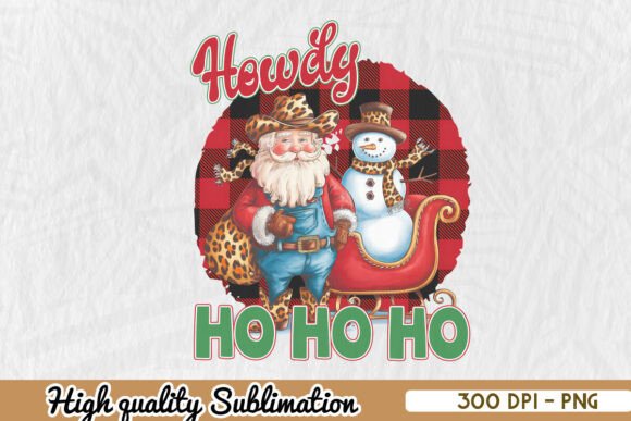 Howdy Ho Ho Ho Plaid Cowboy Western PNG