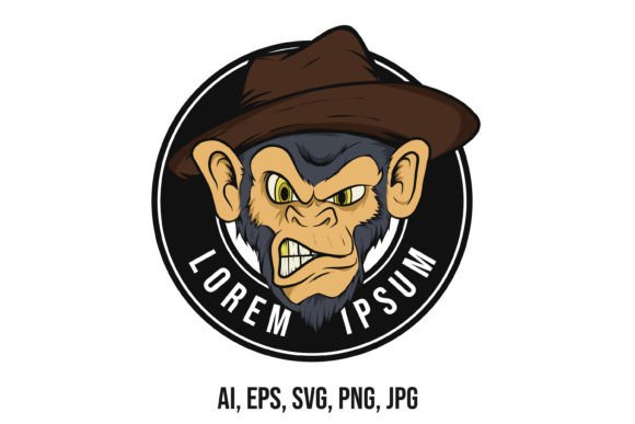 Monkey Head Vector Drawing Logo